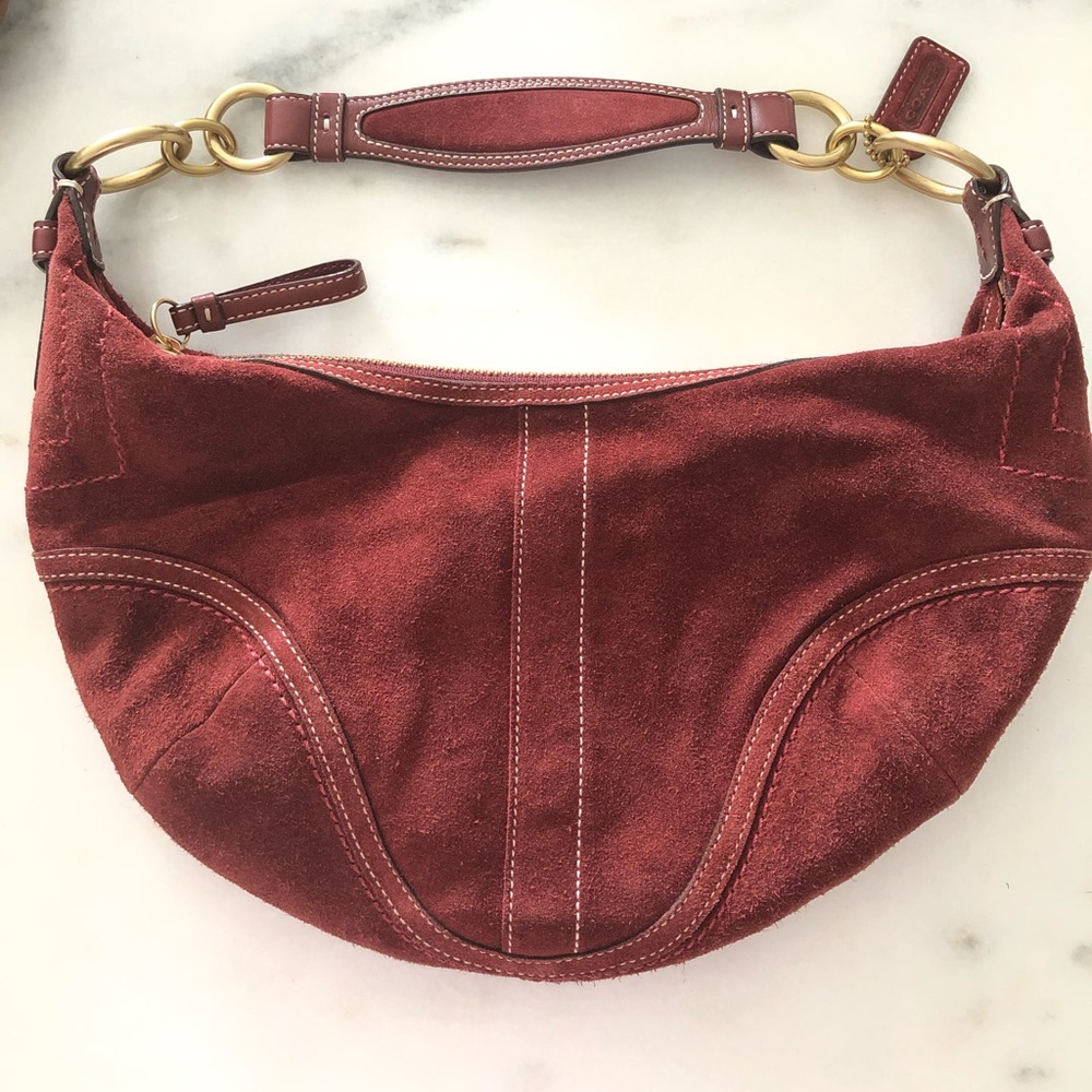 Coach Maroon (Deep Red) Suede Hobo Purse